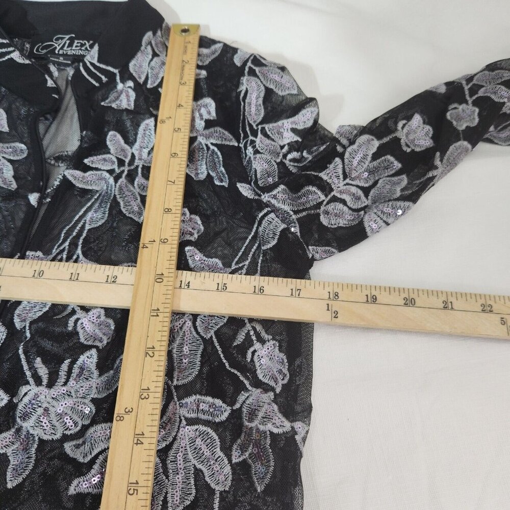Alex Evenings Women Black Top Twinset Embroidered 3/4 Sleeve Mock Neck Size S 10 - Picture 11 of 16
